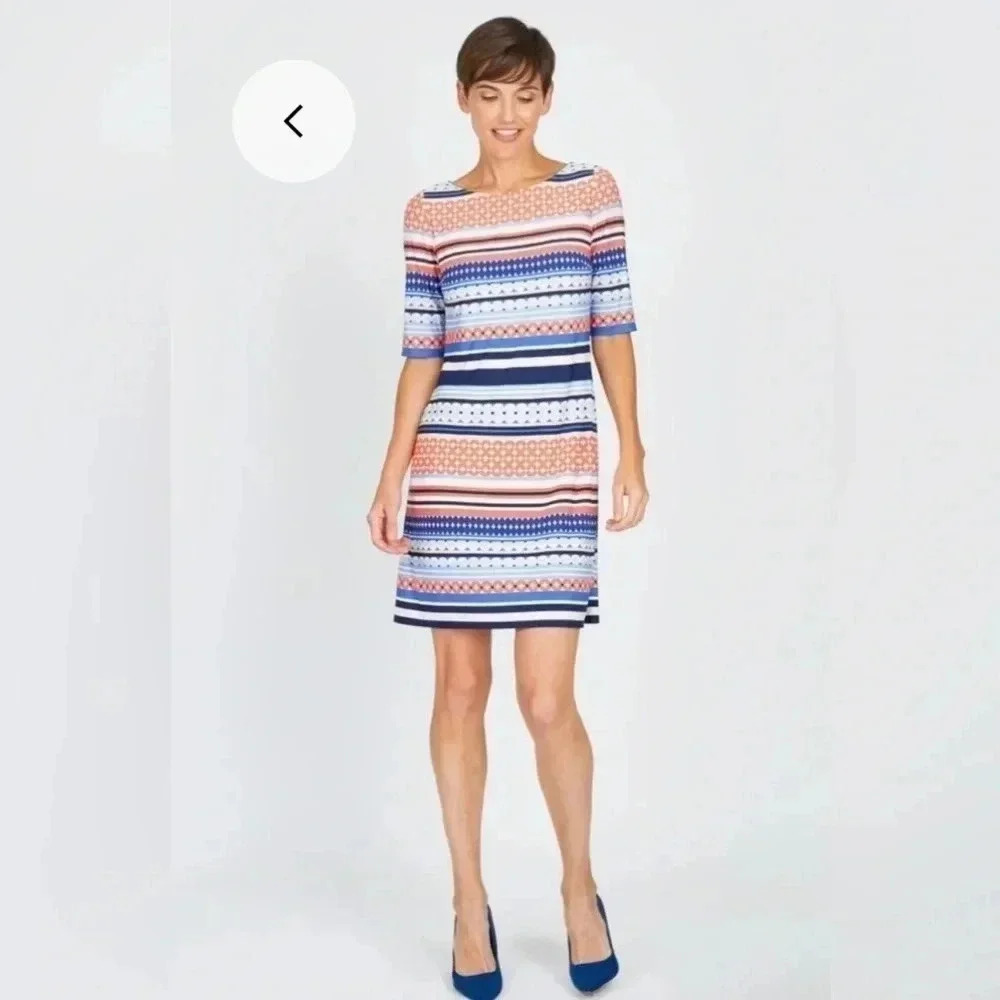 Eliza J Printed Stripe Shift Dress Size 2
